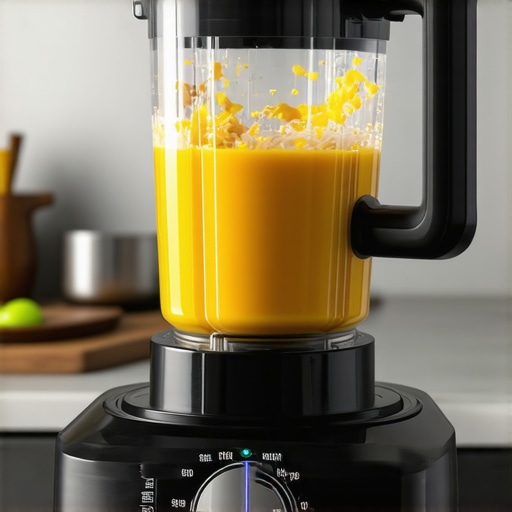 High-speed blender showcasing advanced blending controls in a sleek kitchen setting.