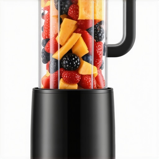High-speed blender blending frozen fruits with advanced blades.