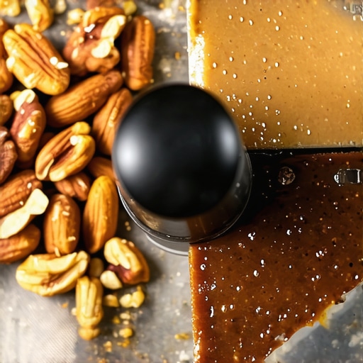 Close-up of blender with roasted nuts and nut butter