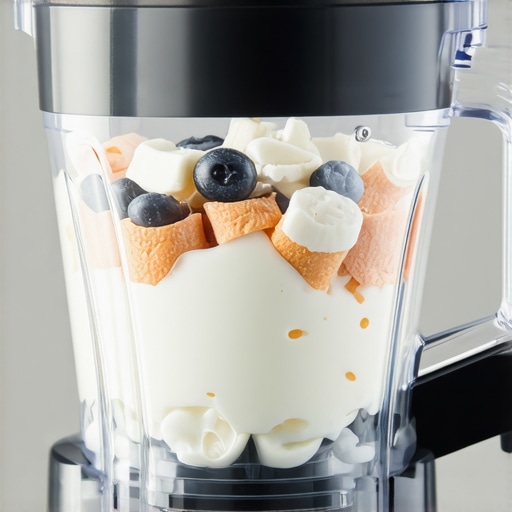 A modern high-speed blender blending ingredients for smoothies or nut butters.