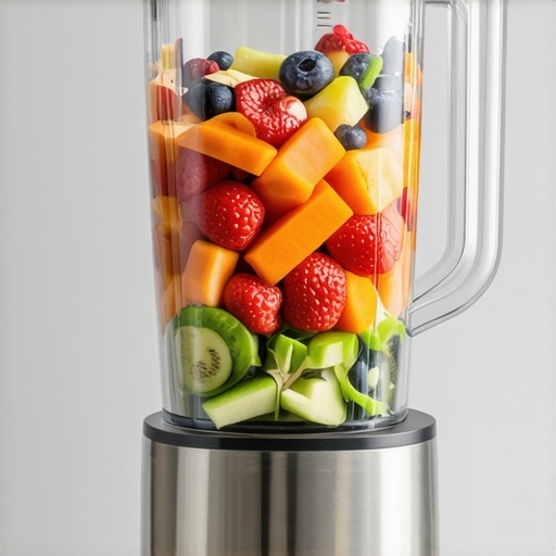 A modern high-speed blender blending ingredients for smoothies