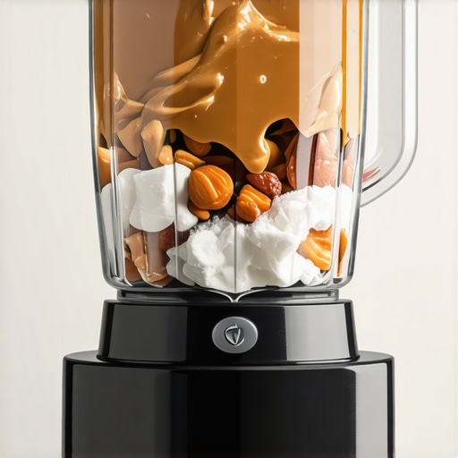 High-speed blender blending nuts and ice for smoothies and nut butters