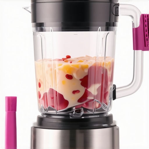 Person cleaning a high-speed blender with tools to ensure long-term performance