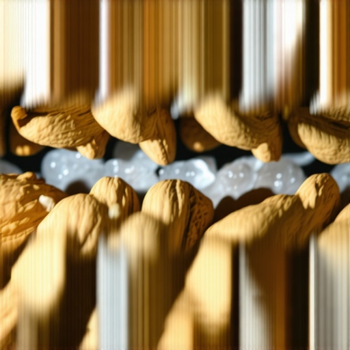 High-speed blender blades processing nuts and ice for smooth textures