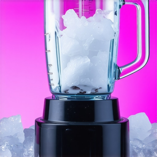 Powerful Blender Ice Crushing High-speed blender crushing ice in a modern kitchen