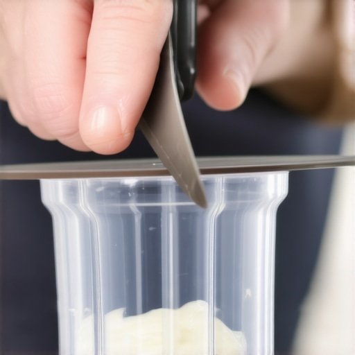 Person sharpening blender blades with a specialized tool for maintenance