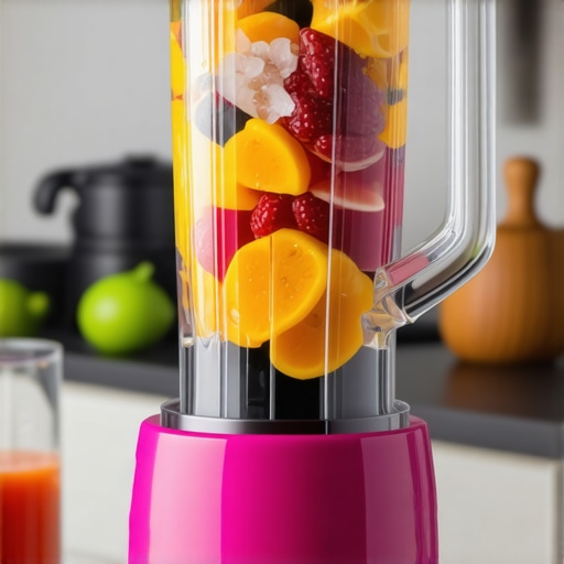 High-speed blender crushing ice and making smoothies in a contemporary kitchen.