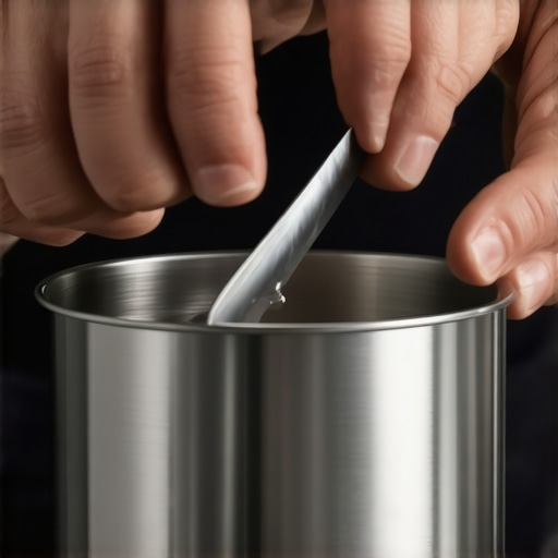 A person sharpening blender blades with a professional sharpening tool to enhance performance