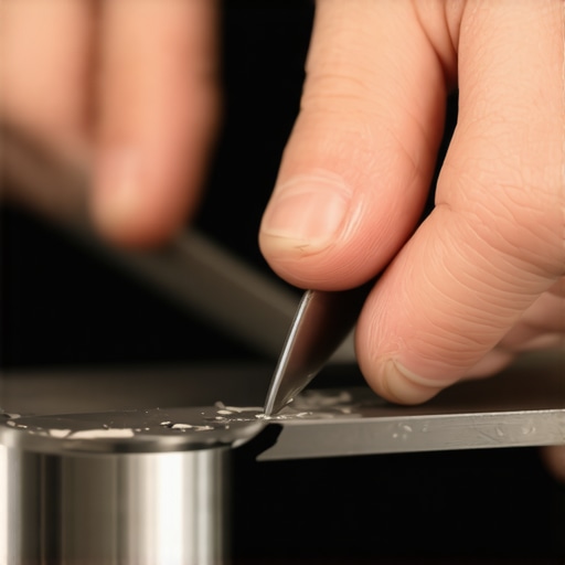 A person sharpening blender blades with a sharpening kit, ensuring optimal performance for nut butters and ice crushing.