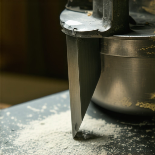 A person sharpening blender blades with a diamond grit stone in a modern kitchen