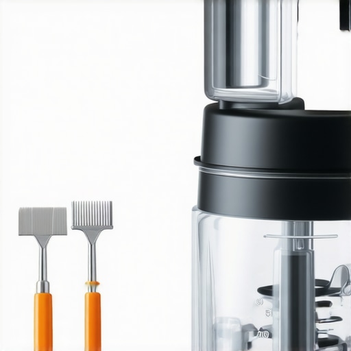 A person cleaning a high-speed blender with specialized tools ensuring optimal operation