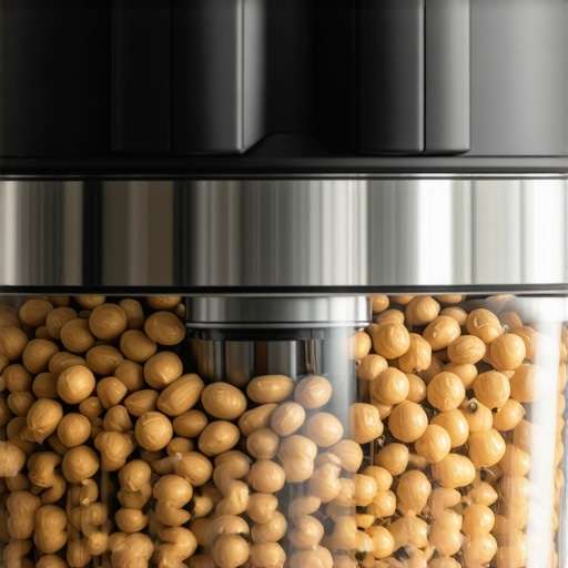 High-speed blender blending nuts for smooth nut butter with cooling features visible.
